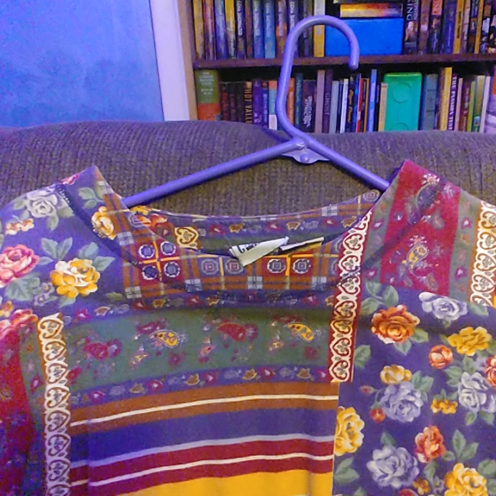 Retro multi print tunic/pullover top - Picture 4 of 4
